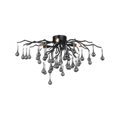 LED Kronleuchter ICICLE schwarz Glaskristallanhänger Schlafzimmer