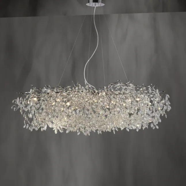 LED Kronleuchter Kristallanhänger chrom Pendelleuchte Schlafzimmer