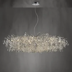 LED Kronleuchter Kristallanhänger chrom Pendelleuchte Schlafzimmer