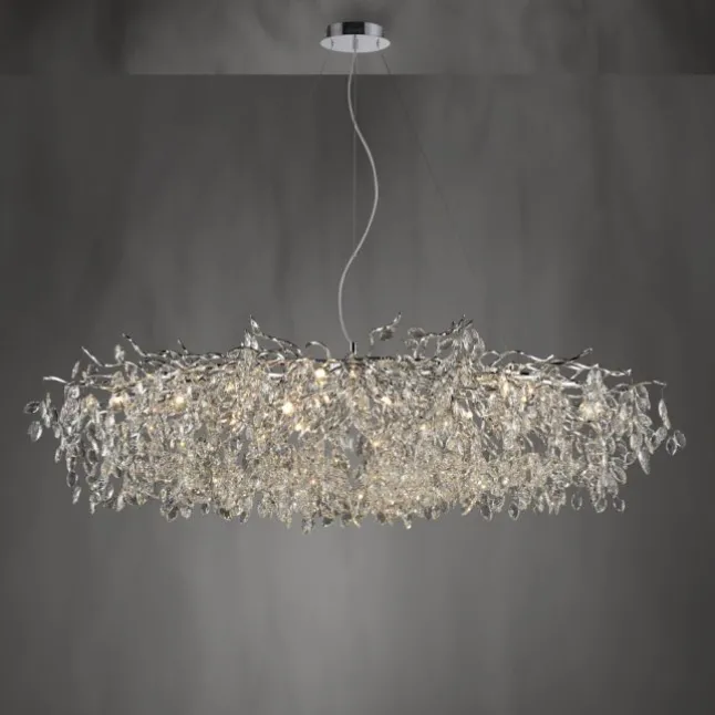 LED Kronleuchter Kristallanhänger chrom Pendelleuchte Schlafzimmer