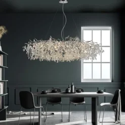 LED Kronleuchter Kristallanhänger chrom Pendelleuchte Schlafzimmer