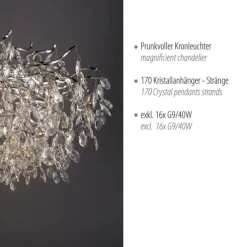 LED Kronleuchter Kristallanhänger chrom Pendelleuchte Schlafzimmer