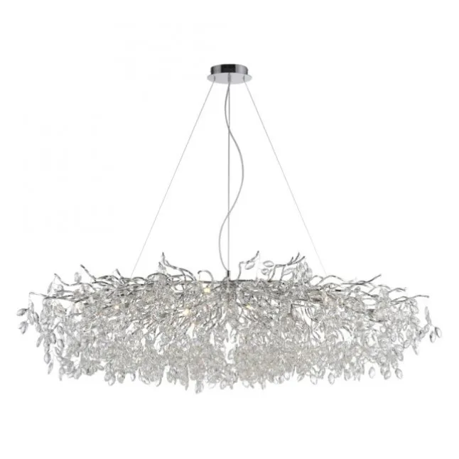 LED Kronleuchter Kristallanhänger chrom Pendelleuchte Schlafzimmer
