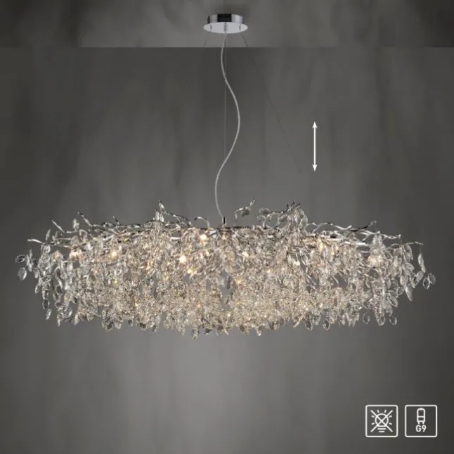LED Kronleuchter Kristallanhänger chrom Pendelleuchte Schlafzimmer
