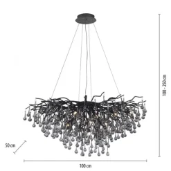LED Kronleuchter schwarz Kristall Glasanhänger Pendelleuchte