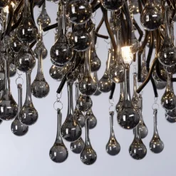 LED Kronleuchter schwarz Kristall Glasanhänger Pendelleuchte