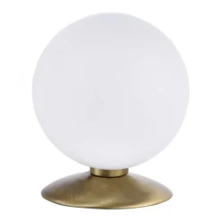 LED-Kugelleuchte, altmessing warmweiß, Touchdimmer, blendfrei, Opalglas