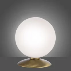LED-Kugelleuchte, altmessing warmweiß, Touchdimmer, blendfrei, Opalglas