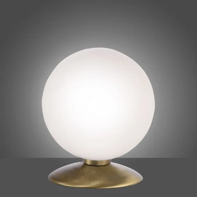 LED-Kugelleuchte, altmessing warmweiß, Touchdimmer, blendfrei, Opalglas