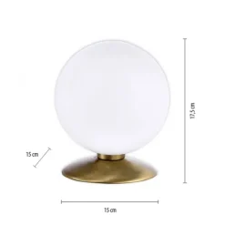 LED-Kugelleuchte, altmessing warmweiß, Touchdimmer, blendfrei, Opalglas