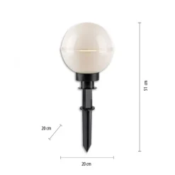 LED Kugelleuchte 2er Set 20x20x51cm weiß mit Kabel und Spieß Außenlampe