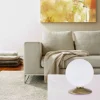 LED-Kugelleuchte, messing-matt, Touchdimmer, blendfrei, Opalglas