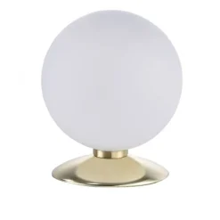 LED-Kugelleuchte, messing-matt, Touchdimmer, blendfrei, Opalglas
