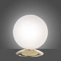 LED-Kugelleuchte, messing-matt, Touchdimmer, blendfrei, Opalglas