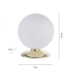 LED-Kugelleuchte, messing-matt, Touchdimmer, blendfrei, Opalglas
