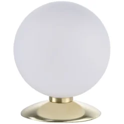 LED-Kugelleuchte, messing-matt, Touchdimmer, blendfrei, Opalglas