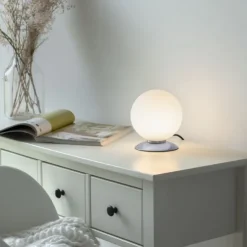 LED-Kugelleuchte, Tischleuchte, warmweißer Lichtfarbe, Touchdimmer, blendfrei