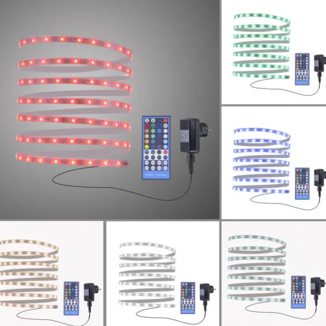 LED Lichtstreifen mehrfarbig 5 Meter mit Fernbedienung dimmbar RGB