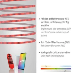 LED Lichtstreifen, Smart Home, mehrfarbig, selbstklebend, RGB+W Funktion