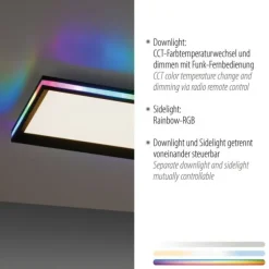 LED Panel, Deckenleuchte, flach,dimmbar, schwarz, mit RGB Laufbandumrandung