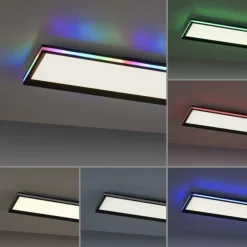 LED Panel, Deckenleuchte, flach,dimmbar, schwarz, mit RGB Laufbandumrandung