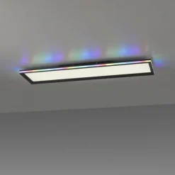 LED Panel, Deckenleuchte, flach,dimmbar, schwarz, mit RGB Laufbandumrandung