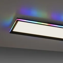 LED Panel, Deckenleuchte, flach,dimmbar, schwarz, mit RGB Laufbandumrandung