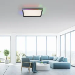 LED Panel, Deckenleuchte, schwarz, Fernbedienung, dimmbar