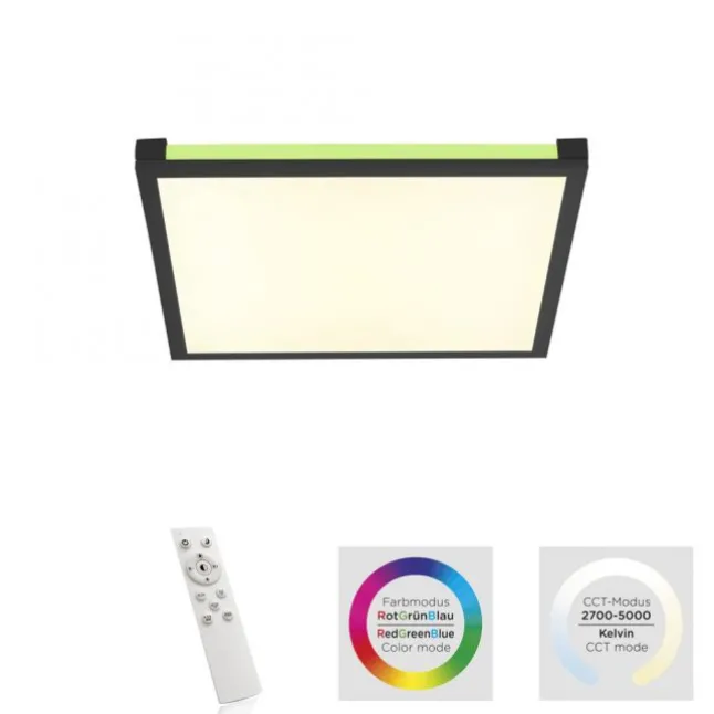 LED Panel Deckenleuchte, schwarz, dimmbar, Fernbedienung, Memory