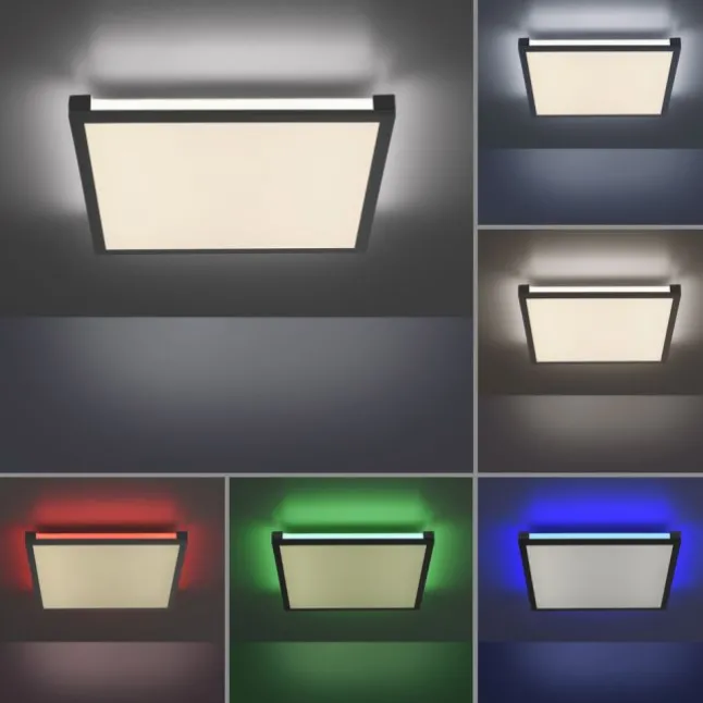 LED Panel Deckenleuchte, schwarz, dimmbar, Fernbedienung, Memory