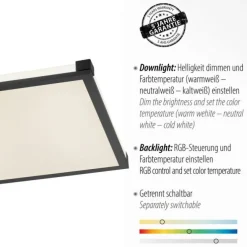 LED Panel Deckenleuchte, schwarz, dimmbar, Fernbedienung, Memory