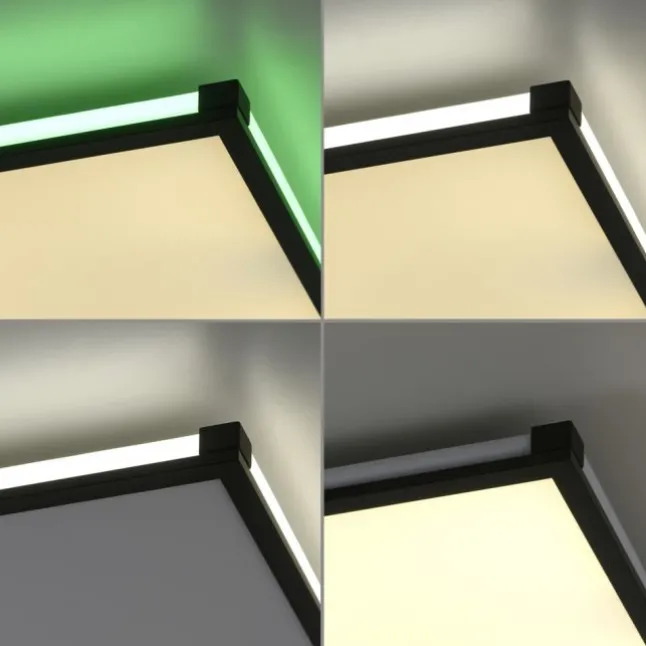 LED Panel Deckenleuchte, schwarz, dimmbar, Fernbedienung, Memory