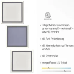LED Panel, Deckenleuchte, weiß, dimmbar, Farbtemperatursteuerung