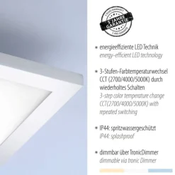 LED-Panel, Rahmen chrom , IP44, Badezimmer Panel, 45x45cm, CCT