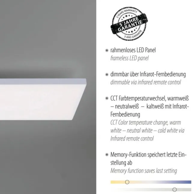 LED-Panel, rahmenlos, 100x25cm, weiß, ultraflach, CCT, rechteckig