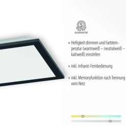 LED Panel, Rahmen schwarz, dimmbar, CCT Farbsteuerung, quadratisch, modern