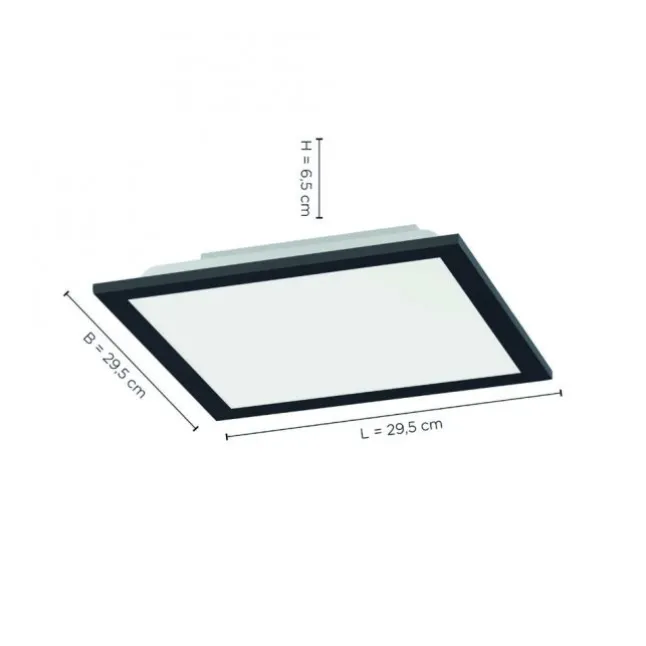 LED Panel, Rahmen schwarz, dimmbar, CCT Farbsteuerung, quadratisch, modern