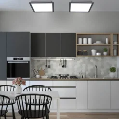 LED Panel, Rahmen schwarz, quadratisch, dimmbar, CCT, Fernbedienung, modern
