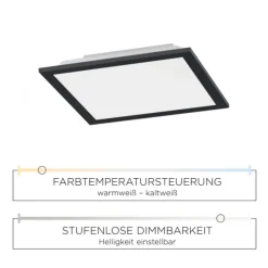 LED Panel, Rahmen schwarz, quadratisch, CCT, dimmbar, Memory Funktion