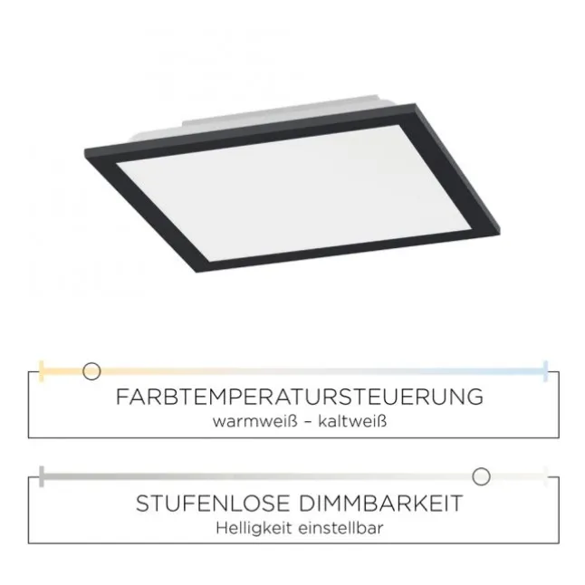LED Panel, Rahmen schwarz, quadratisch, CCT, dimmbar, Memory Funktion