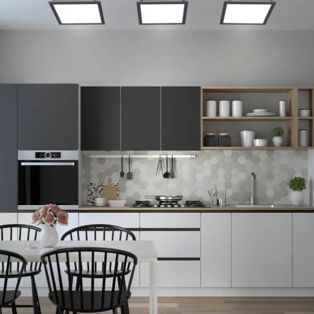LED Panel, Rahmen schwarz, quadratisch, CCT, dimmbar, Memory Funktion