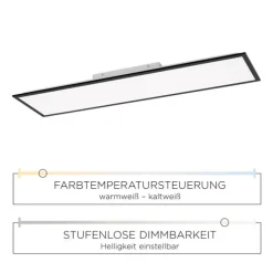 LED Panel, Rahmen schwarz, rechteckig, CCT, Fernbedienung, dimmbar, modern