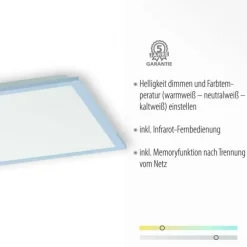 LED Panel Rahmen silberfarbig, 45,5x45,5cm, Fernbedienung, platzsparend