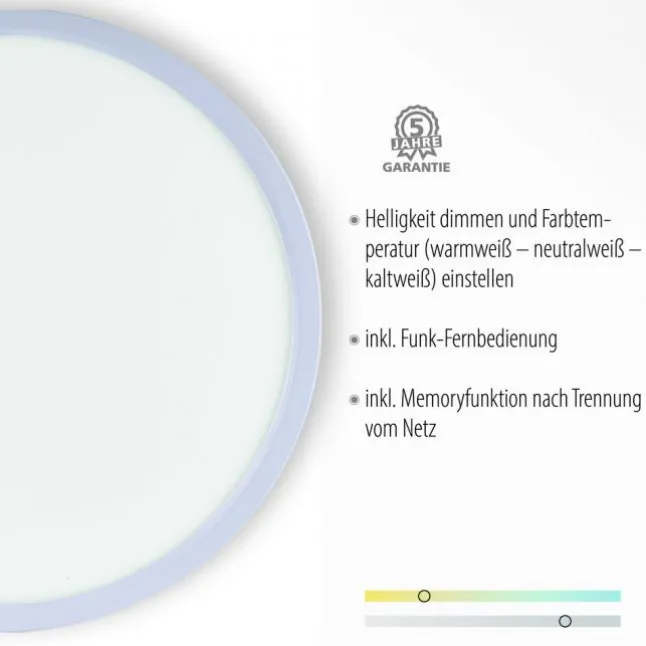 LED Panel, rund, 40cm, weiß, Lichtfarbsteuerung, Funk-Fernbedienung