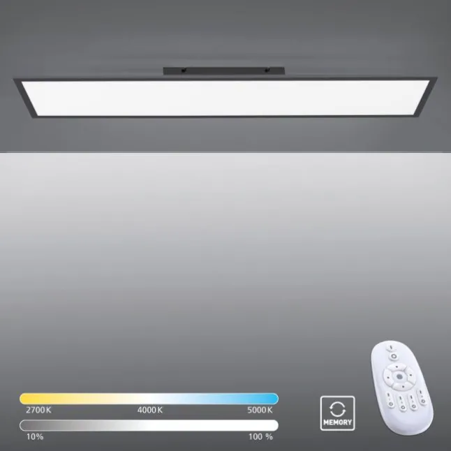 LED Panel, schwarz, 100x25cm, CCT Farbsteuerung, dimmbar, Fernbedienung