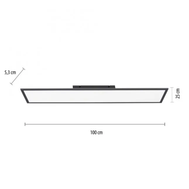 LED Panel, schwarz, 100x25cm, CCT Farbsteuerung, dimmbar, Fernbedienung