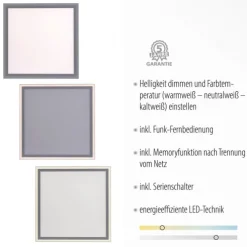 LED Panel, weiß, quadratisch, CCT Farbsteuerung, dimmbar, Fernbedienung