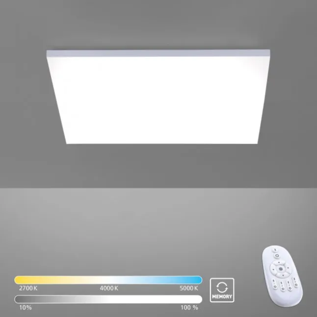 LED-Panel, weiß, rahmenlos, 62x62cm, CCT, dimmbar, Fernbedienung, blendfrei