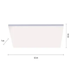 LED-Panel, weiß, rahmenlos, 62x62cm, CCT, dimmbar, Fernbedienung, blendfrei