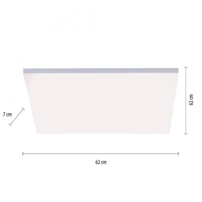 LED-Panel, weiß, rahmenlos, 62x62cm, CCT, dimmbar, Fernbedienung, blendfrei
